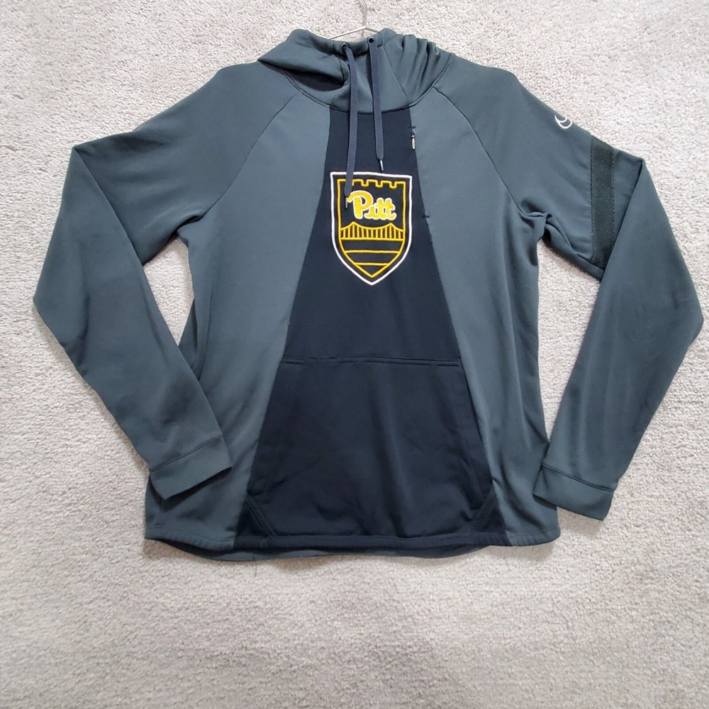 Univerisity Of Pittsburgh Nike Hoodie Women's Medium Gray Black Dri-Fit Pullover